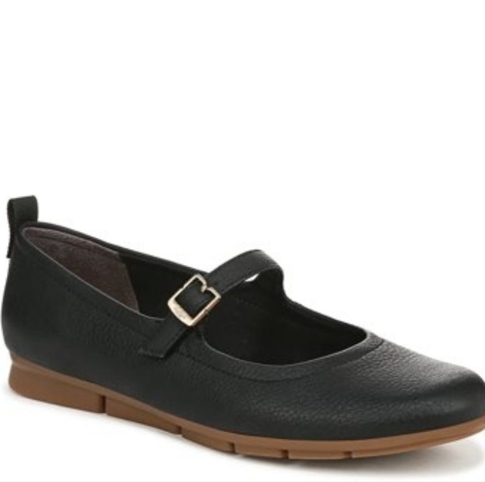 Dr. Scholl's Black Mary Jane Flats with Tan Sole